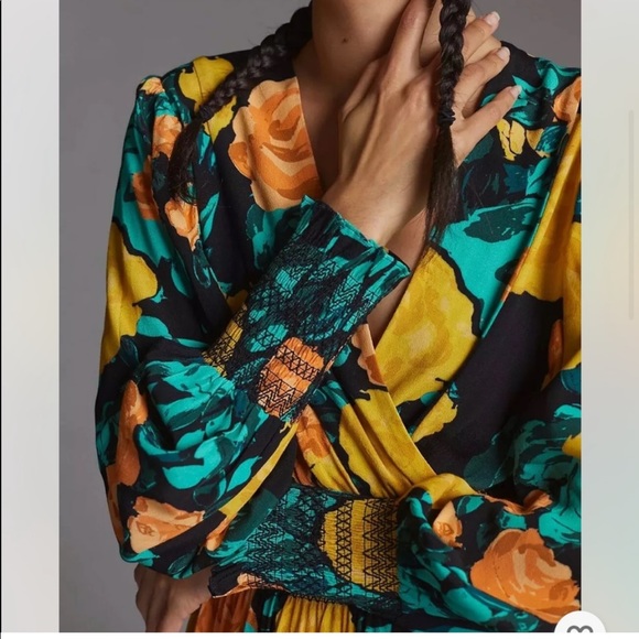 Anthropologie Plenty by Tracy Reese Black motif Floral Midi Dress - Picture 4 of 8